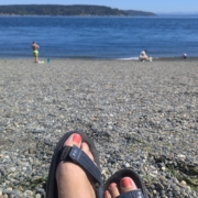 Bethany Maines is plotting at the beach.