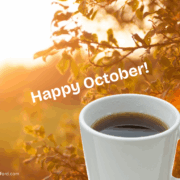 Coffee cup and leaves