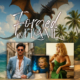 Forged in Flame character graphic showing Dalton, Ava, Nina, and a dragon
