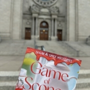 Book Game of Scones in front of cathedral